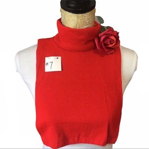 VTG UNISEX TURTLENECK RED/ORANGE SWEATER DICKIE FOLD OVER XL LONG NWOT